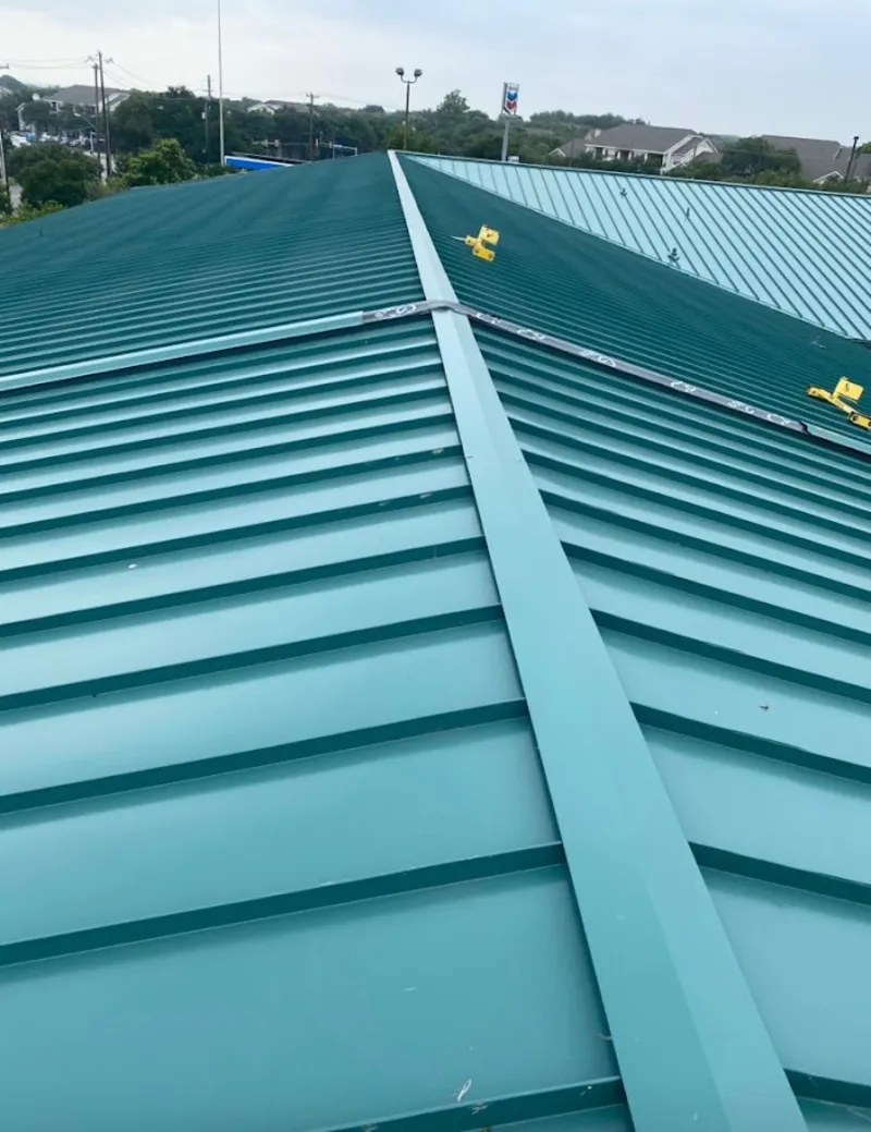 Green commercial metal roof ridge and valley for Metal Roof Repair in Mullica